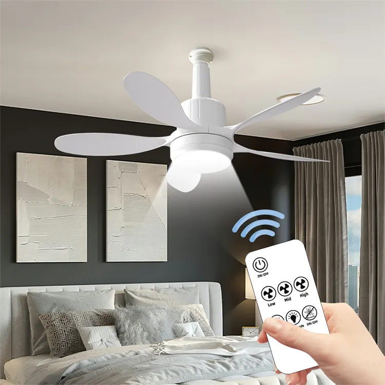 Venta al por mayor 22 pulgadas pequeño Control remoto Led ventilador personalizado moderno giratorio inteligente bldc control remoto lámpara ventilador de techo con luz LED