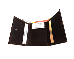 Short personnalisé pour hommes Crazy Horse Anti-RFID Blocking Bifold Wallet Pleine fleur en cuir pur véritable doublure en polyester fermeture à glissière - Product Image 1