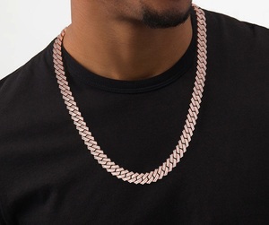 Bijoux Hip Hop, chaîne cubaine en or véritable 14 carats de 10 mm, collier et bracelet, diamants de laboratoire VS, sertis à griffes - Product Image 3