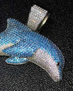 Pendentif personnalisé en argent 925 avec diamants VVS, collier religieux en moissanite glacée avec chaîne en forme de dauphin, style hip-hop, cadeau pour homme - Product Image 3