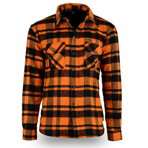 Chemise de protection pour femme à carreaux orange et noir pour la sécurité au travail avec armure homologuée CE et doublure en Kevlar pour une protection accrue - Product Image 3