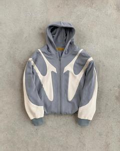 Drop shoulderAll Seasons fit recortada y suelta estilo High Street Fashion hombres y mujeres estilo unisex 2 way open Zipper Hoodies - Product Image 3