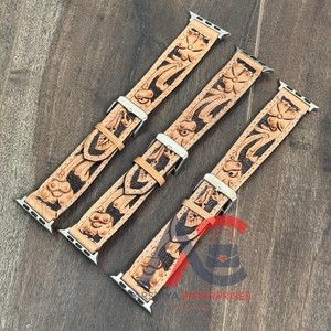 Bracelets de montre en cuir usiné à la main de luxe personnalisés OEM/ODM avec goupille à dégagement rapide bracelets de montre de remplacement en cuir de vachette faits à la main - Product Image 1