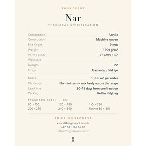 พรมอะคริลิคขายส่ง รุ่น NAR A0203 สีเบจ ผลิตด้วยเครื่องจักร พรมตุรกี สำหรับห้องนั่งเล่น โครงการโรงแรม - Product Image 4