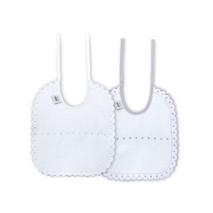 Ensemble de bavoirs en tissu 100% coton 0-12 mois gris et blanc, lot de 2 unités - Product Image 1