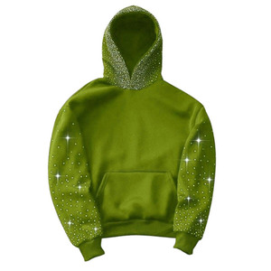 Prix raisonnable, service OEM, sweats à capuche pour hommes en coton 100% avec strass, style unique, respirant, streetwear de haute qualité - Product Image 1