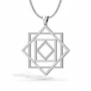 Colgante de Diamantes con Marco Cuadrado Moderno, Oro Amarillo de 18K, 124 Diamantes Naturales, Certificado IGI, Joyería Fina de Moda, Regalo de Cumpleaños o Aniversario - Product Image 1