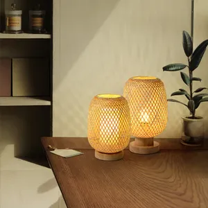 Lámpara de bambú tejida hecha a mano de Vietnam única y de alta calidad, decoración del hogar, luz de mesa de dormitorio hecha a mano - Product Image 5