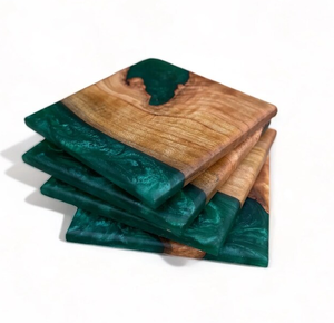 Sous-verre en bois d'acacia et en résine fabriqué à la main tasse à café en bois naturel écologique au prix le plus bas - Product Image 4