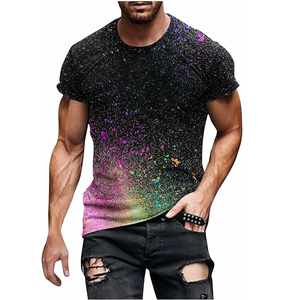 Camiseta de Moda para Hombre, Diseño Hip Hop, Tela de Rizo, Ecológica, Estilo Tie-Dye con Letras, Impresión Personalizada, Casual y Transpirable - Product Image 1