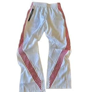 Joggers en toile délavée personnalisés, coupe droite, légers, taille haute élastique, style streetwear, sportswear décontracté, avec bandes latérales - Product Image 4