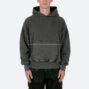 Sudadera con Capucha Corta Unisex de Gran Peso, 600 g/m², Lisa, sin Estampado, Estilo Vintage Lavado, para Hombre - Product Image 1