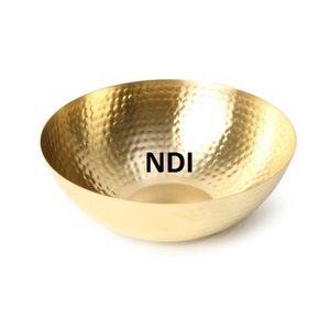 Tazón de Metal con acabado chapado en oro, diseño moderno, grabado a mano, decorativo, redondeado, para comida, restaurante y Hotel, cuenco para servidor de catering - Product Image 1