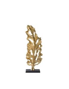 Escultura Moderna Hecha a Mano con Base de Mármol y Metal de Aluminio, Forma de Hoja, Chapada en Oro, Duradera, Elegante y Lujosa para Decoración de Mesa de Oficina u Hogar - Product Image 3
