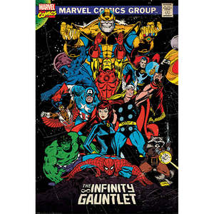 Póster Retro de Marvel Comics, Guantelete del Infinito, Arte de Pared Hecho de Papel Resistente - Product Image 1