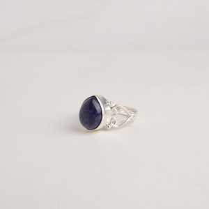 Sodalite Oval Cut Heart Ring Sterling Silver IGI Certified Blue Gemstone Handmade Elegant Jewelry Gift for Women - Product Image 3