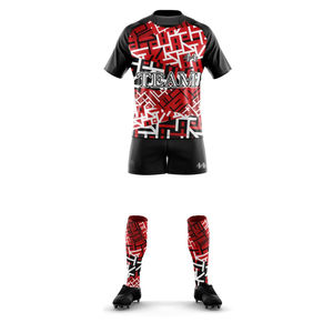 Conjunto de Uniforme de Rugby Personalizable, Totalmente Sublimado y Transpirable, Camisetas y Pantalones Cortos de Fútbol Americano de Poliéster Azul - Product Image 4