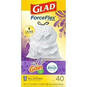 Glad ForceFlex Sacs poubelle de cuisine de 13 gallons de hauteur, Gain Lavender , 40 sacs - Product Image 3