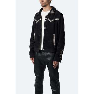 <b>Suede</b> Collared <b>Jacket</b> - Black - Product Image 4