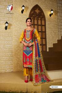 Excelente calidad Colección Premium Último pantalón Kurti de seda rusa pura Dupatta Trabajo de impresión intrincada Adultos exportados en todo el mundo - Product Image 3