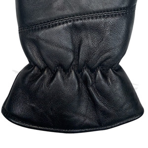 Mens <b>Black</b> Leather Gloves Premium Quality Twill Cuff Goat Leather Gloves XL Daily Outdoor Winter Fashion Stylish Gloves for Guys - Product Image 4