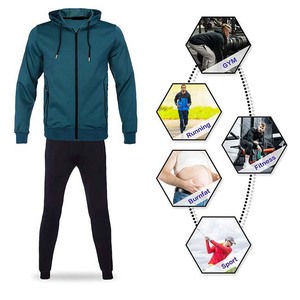 Ropa deportiva elegante para hombre de talla grande de invierno con logotipo personalizado, conjunto de chándal para correr con capucha de 2 piezas y bolsillo con cremallera, oferta informal - Product Image 5