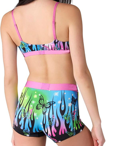 Conjunto Deportivo para Mujer, Ropa de Gimnasio, Brasier Deportivo sin Costuras y Pantalones Cortos con Estampado por Sublimación, Sexy y Elegante, Cintura Elástica - Product Image 4