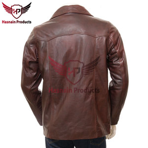 Manteau de voiture en cuir brun antique pour homme-Veste en cuir de vachette de qualité supérieure avec col à revers cranté, formel-mélange décontracté - Product Image 5