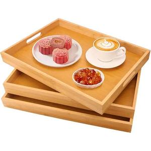 Plato de madera cuadrado de gama alta para servir el desayuno aperitivo café té bandeja de madera de nogal del exportador indio - Product Image 3