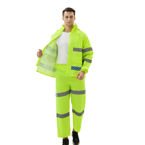 Traje de Chaqueta y Pantalón Impermeable de Alta Visibilidad Resistente al Fuego con Logotipo Personalizado, Ropa de Trabajo de Poliéster para Camping y Senderismo, Envío Inmediato - Product Image 4