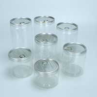 Bocaux en plastique PET transparents de 83 mm de diamètre avec couvercles à vis en aluminium pour biscuits, aliments pour animaux, conserves, sucettes, sucre