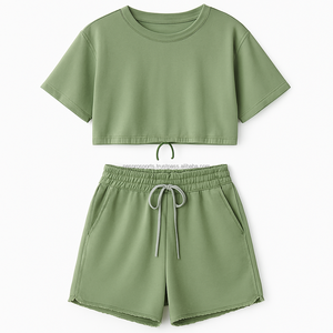 Ensemble de shorts pour femmes de qualité supérieure, tissu en polyester confortable, logo personnalisé, vêtements de sport tendance, approvisionnement en gros - Product Image 4