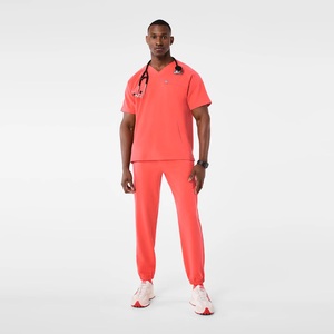 V-Neck Medical <b>Scrub</b> <b>Top</b> for Men Hospital Uniform with Side Slits and Kangaroo Pockets, Nursing <b>Scrubs</b> Set, Surgical Uniform - Product Image 2
