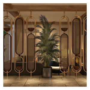 Divisor de habitación de acero inoxidable hecho a mano de primera calidad con doble tono dorado y negro para decoración interior de hogar y oficina - Product Image 1