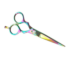 Ciseaux de cheveux de coiffeur en acier inoxydable enduit noir repose-doigt confortable avec outil de coupe de cheveux de beauté à vis fantaisie - Product Image 4