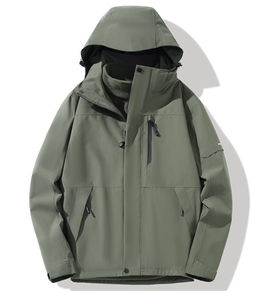 Veste de randonnée extérieure Soft Shell avec capuche coupe-vent, conception imperméable et fermeture à glissière - Product Image 1