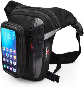 Bolsa de pierna de cuero genuino para hombre, riñonera informal para exteriores, riñonera de viaje para pescar y acampar - Product Image 1