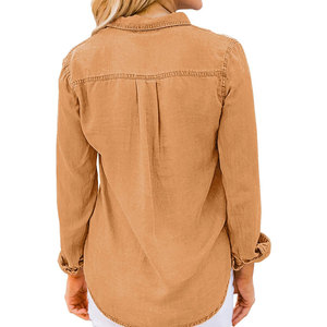 Camisa Vaquera Personalizada con Logotipo y Talla para Mujer, Ropa Transpirable de Fabricante, Camisa Vaquera de Buena Calidad para Mujer - Product Image 2