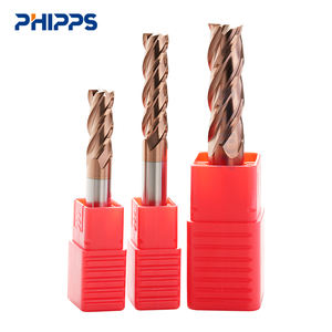 HRC65 Endmill 4 Flute datar Fresa dilapisi HRC55 mata bor karbida pemotong penggilingan pakan tinggi baja - Product Image 3