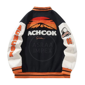 เสื้อแจ็กเก็ตเลตเตอร์แมนสำหรับผู้ชายเสื้อแจ็คเก็ตแขนหนังกันลมสไตล์ใหม่ - Product Image 2