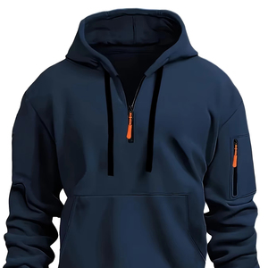 Sudaderas con capucha de bolsillo con cremallera en blanco de algodón 100% con logotipo de color personalizado de alta calidad OEM para hombres - Product Image 1