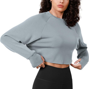 Long <b>Sleeve</b> Custom Embroidered Crop Top Hoodies Women Cropped <b>Sweatshirt</b> High Quality Women's <b>Sweatshirt</b> - Product Image 1