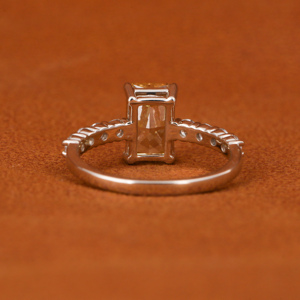 Yellow Radiant Cut Lab Grown Diamond Engagement Ring 18K <b>Solid</b> Gold Plated Trendy Pave Setting with IGI Certificate Women's Gift - Product Image 4