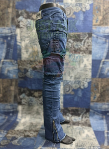 Trending Men Denim Cargo Jeans Streetwear Washed Blue Stacked Fit with Multi-Pockets Exposed Zippers and <b>Ankle</b> Zips Denim Pants - Product Image 3