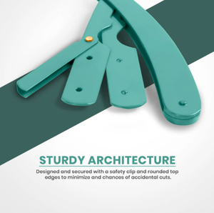 Maquinilla de afeitar de borde recto de peluquero profesional menta 100% Acero inoxidable 100 Paquete de cuchillas en forma de polvo seguridad ANAAIF belleza cuidado Personal - Product Image 4