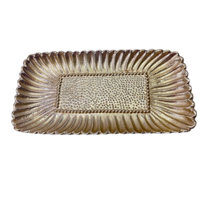 Platos para servir de metal hechos a mano con diseño de lujo Plato para servir de metal pulido Vajilla de alta calidad Plato para servir alimentos - Product Image 1