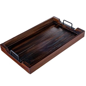 Hôtel Maison Restaurant Plateau De Service À La Main Décoratif Rectangulaire Forme Résine Plateau De Serveur En Bois Boisson Froide Café Plateau De Serveur - Product Image 2