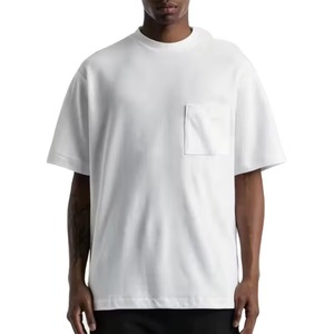 Camiseta de algodón orgánico de 250gsm, ropa de calle, camiseta Unisex con bolsillo en el pecho, camiseta de peso pesado personalizada para hombres, envío DDP - Product Image 1