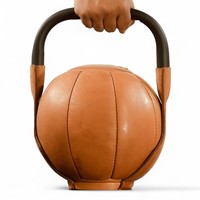 Geoffrey - Pesa Rusa de Acero de 4 kg a 16 kg con Asa de Cuero, Duradera, Portátil, en Caja, Balón Medicinal para Entrenamiento Físico, 100% Cuero Vacuno