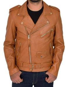 High Street Men's Leather <b>Jackets</b> <b>with</b> Fully Customized Waist Belt Black Dyed and <b>Zipper</b> <b>Pockets</b> OEM Service from Pakistan - Product Image 5